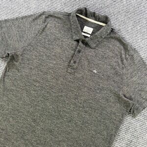 Rag & Bone Standard Issue Mens Large Grey Space Dye Short Sleeve Polo Shirt